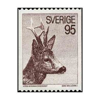 1 عدد تمبر گوزن اروپائی Roe - سوئد 1972