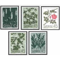 5 عدد تمبر گلهای وحشی- سوئد 1968