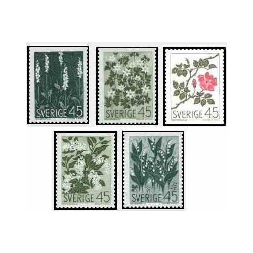 5 عدد تمبر گلهای وحشی- سوئد 1968