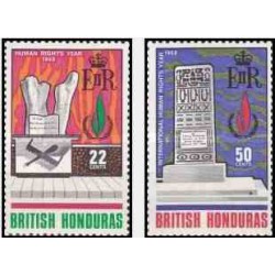 2 عدد تمبر سال بین المللی حقوق بشر - هندوراس بریتانیائی 1968