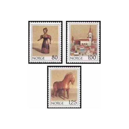 3 عدد تمبر کریستمس - اسباب بازیهای قدیمی - نروژ 1978