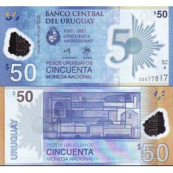 اسکناس پلیمر 50 پزو - یادبود پنجاهمین سال تاسیس بانک مرکزی اروگوئه -  اورگوئه 2017