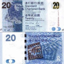 اسکناس 20 دلار - چارتر بانک استاندارد - هنگ کنگ 2016