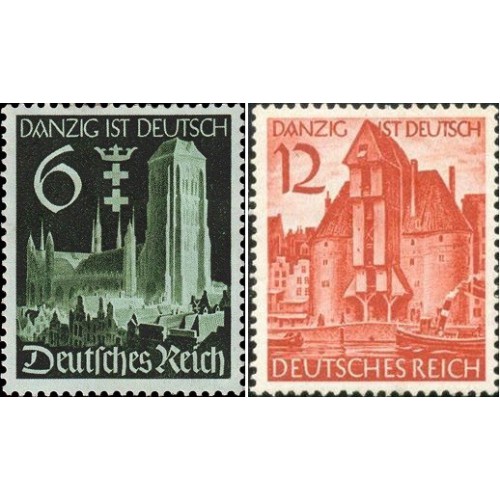 2 عدد تمبر  الحاق دانزیگ - رایش آلمان 1939