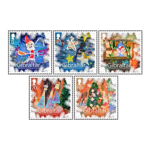5 عدد تمبر کریستمس- جبل الطارق 2014 ارزش روی تمبرها 2.76 پوند