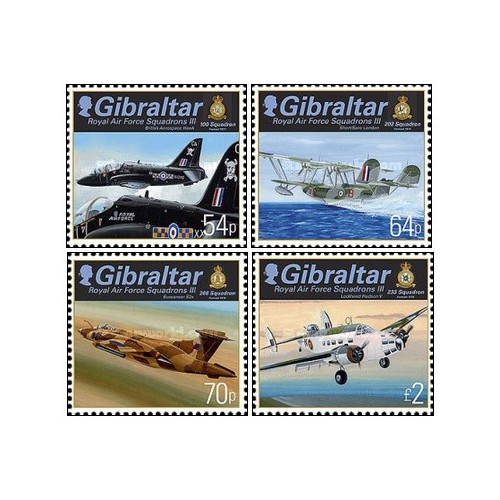 4 عدد تمبر اسکادران های RAF - جبل الطارق 2014 ارزش روی تمبرها 3.88 پوند