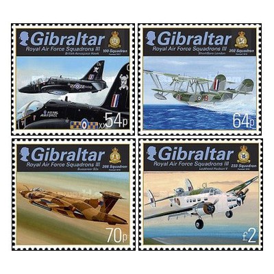 4 عدد تمبر اسکادران های RAF - جبل الطارق 2014 ارزش روی تمبرها 3.88 پوند