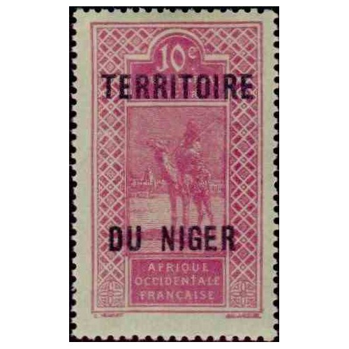 1 عدد تمبر سری پستی - سورشارژ قلمرو نیجر - 10 سنت - نیجر 1921 با شارنیه
