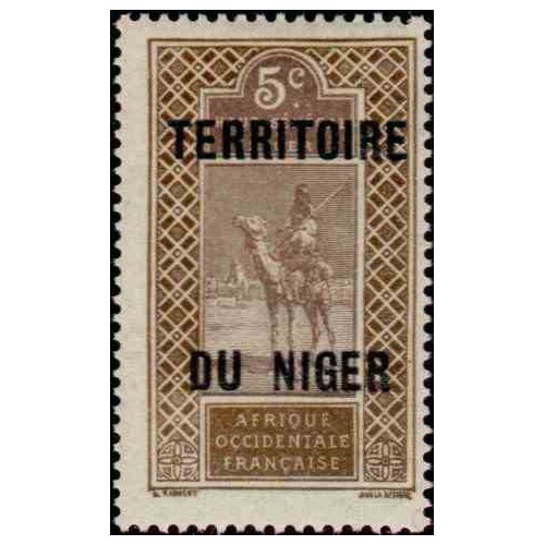 1 عدد تمبر سری پستی - سورشارژ قلمرو نیجر - 5 سنت - نیجر 1921 با شارنیه