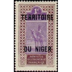 1 عدد تمبر سری پستی - سورشارژ قلمرو نیجر - 1 سنت - نیجر 1921 با شارنیه