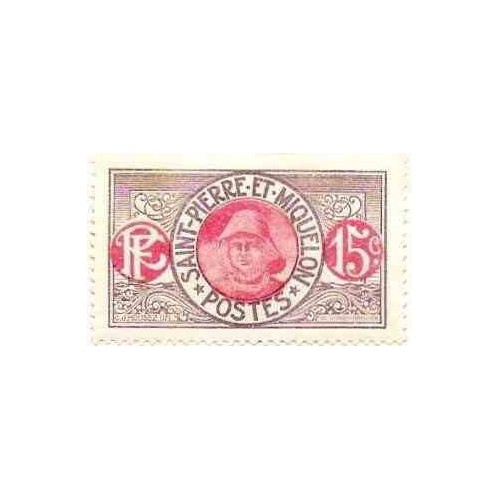 1 عدد تمبر سری پستی - ماهیگیر  - 15 سنت - سنت پیر و میکوئلن 1909 با شارنیه
