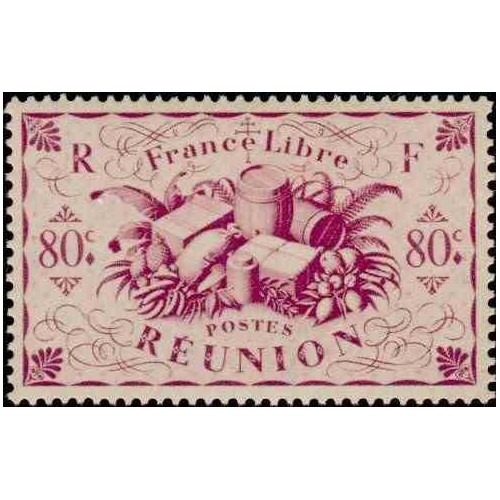 1 عدد تمبر سری پستی - تولیدات ملی  -80 سنت - مستعمرات  فرانسه - ریونیون 1943