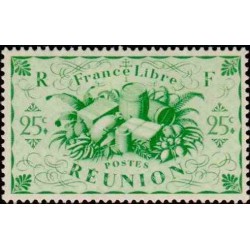 1 عدد تمبر سری پستی - تولیدات ملی  -25 سنت - مستعمرات  فرانسه - ریونیون 1943