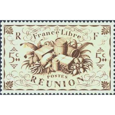 1 عدد تمبر سری پستی - تولیدات ملی  -5 سنت - مستعمرات  فرانسه - ریونیون 1943