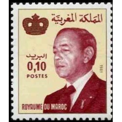 1 عدد تمبر سری پستی -شاه حسن دوم - 0.1 درهم - مراکش 1981
