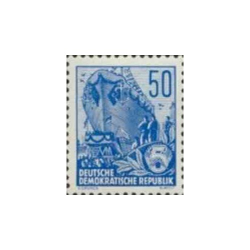 1 عدد تمبر سری پستی - برنامه 5 ساله - 50 فنیک - جمهوری دموکراتیک آلمان 1957