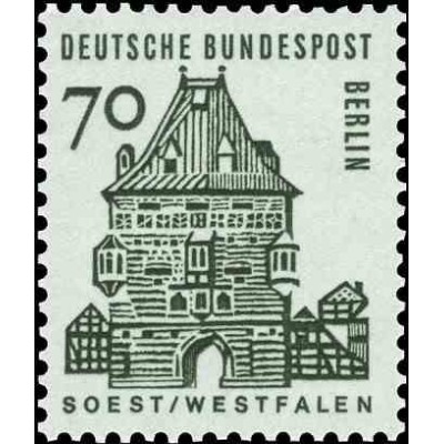 1 عدد تمبر سری پستی - ساختمانهای قرن دوازدهم آلمان - 70 فنیک -برلین آلمان 1964