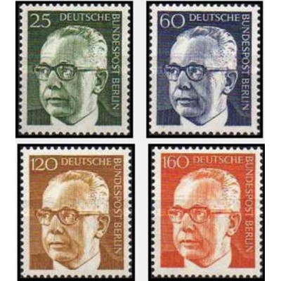 4 عدد تمبر سری پستی رئیس جمهور فدرال گوستاو هاینمان - برلین آلمان 1971 قیمت 5.6 دلار