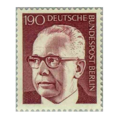 1 عدد تمبر سری پستی رئیس جمهور فدرال گوستاو هاینمان - 190 فنیک  - برلین آلمان 1972
