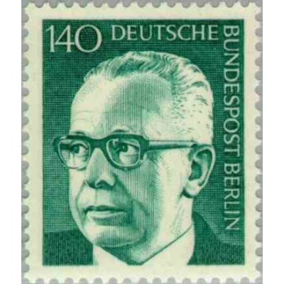 1 عدد تمبر سری پستی رئیس جمهور فدرال گوستاو هاینمان - 140 فنیک  - برلین آلمان 1972