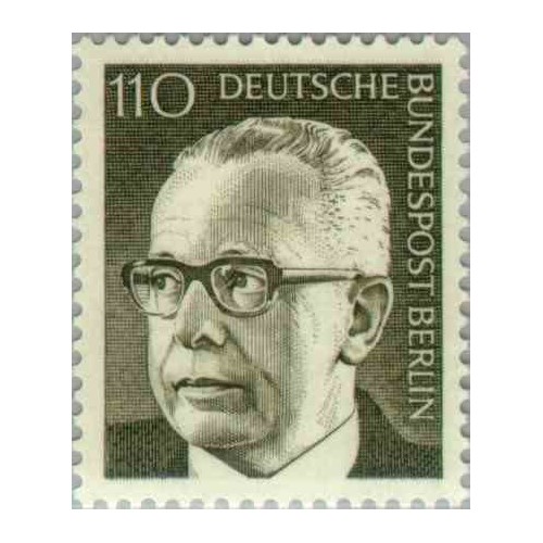 1 عدد تمبر سری پستی رئیس جمهور فدرال گوستاو هاینمان - 110 فنیک  - برلین آلمان 1972