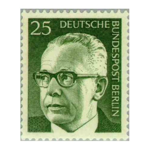 1 عدد تمبر سری پستی رئیس جمهور فدرال گوستاو هاینمان - 25 فنیک  - برلین آلمان 1971