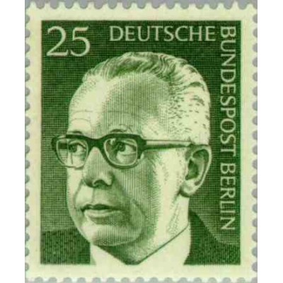 1 عدد تمبر سری پستی رئیس جمهور فدرال گوستاو هاینمان - 25 فنیک  - برلین آلمان 1971
