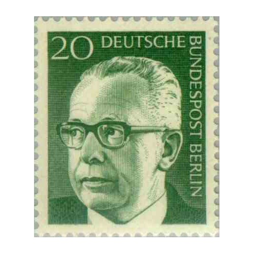 1 عدد تمبر سری پستی رئیس جمهور فدرال گوستاو هاینمان - 20 فنیک  - برلین آلمان 1970