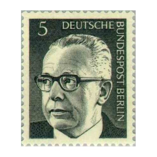 1 عدد تمبر سری پستی رئیس جمهور فدرال گوستاو هاینمان - 5 فنیک  - برلین آلمان 1970