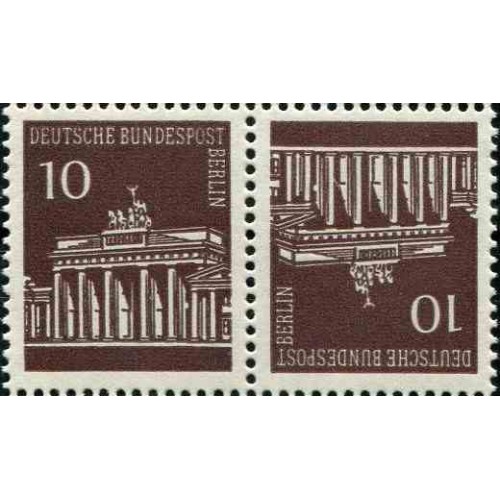 تت بش 2 عدد تمبر سری پستی دروازه برندنبورگ - 10 فنیک  - برلین آلمان 1966