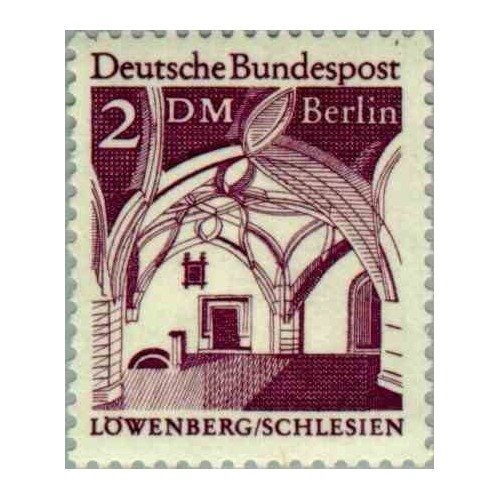 1 عدد تمبر سری پستی - بناهای قرن دوازدهم -  2 مارک  - برلین آلمان 1966