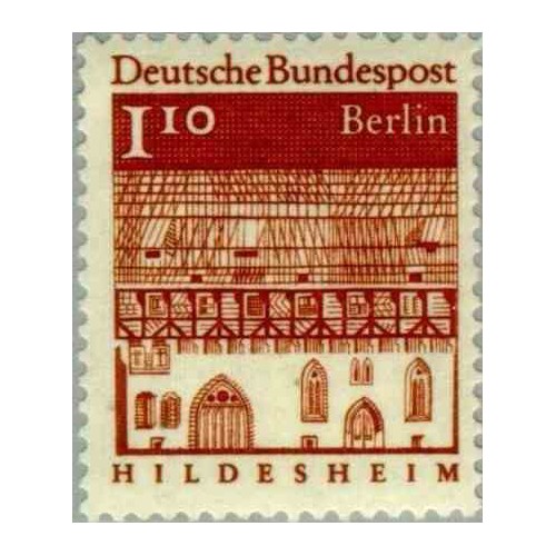 1 عدد تمبر سری پستی - بناهای قرن دوازدهم -  1.1 مارک  - برلین آلمان 1966