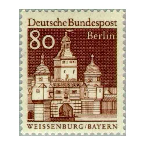 1 عدد تمبر سری پستی - بناهای قرن دوازدهم -  80 فنیک - برلین آلمان 1966