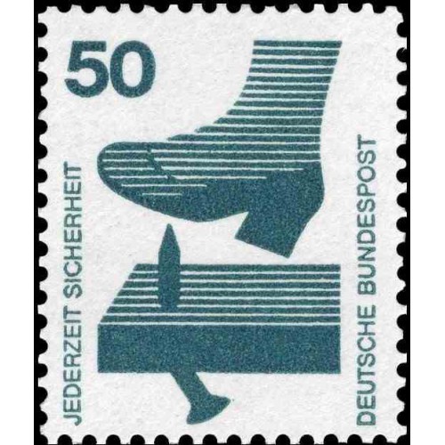 1 عدد تمبر سری پستی پیشگیری از حوادث - 50 فنیک  -جمهوری فدرال  آلمان 1971
