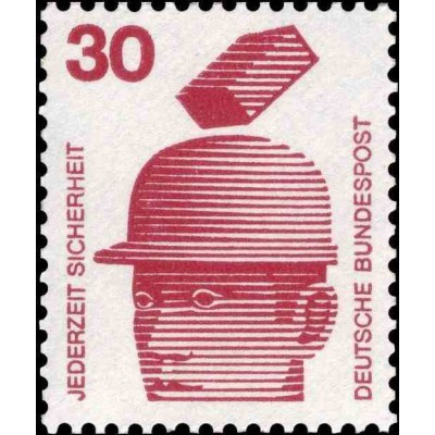 1 عدد تمبر سری پستی پیشگیری از حوادث - 30 فنیک  -جمهوری فدرال  آلمان 1971