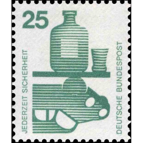 1 عدد تمبر سری پستی پیشگیری از حوادث - 25 فنیک  -جمهوری فدرال  آلمان 1971