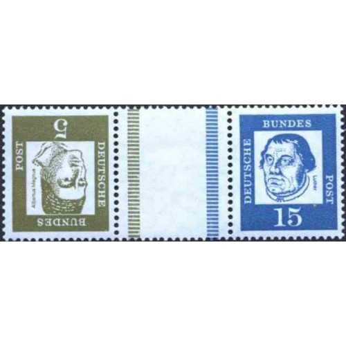 تت بش 2 عدد تمبر مختلف از سری پستی مشاهیر با نوار بین - 5 و 15 - جمهوری فدرال آلمان 1963 تت بش 2 عدد تمبر مختلف از سری پستی مشاهیر با نوار بین - 5 و 15 - جمهوری فدرال آلمان 1963