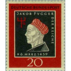 1 عدد تمبر پانصدمین سالگرد تولد جاکوب فوگر - تاجر و بانکدار - جمهوری فدرال آلمان 1959