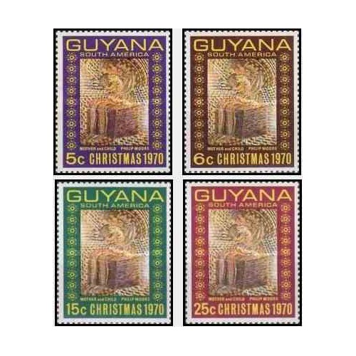 4 عدد تمبر کریستمس - گویانا 1970