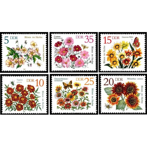 6 عدد تمبر گلها - جمهوری دموکراتیک آلمان 1982 قیمت 4.7 دلار