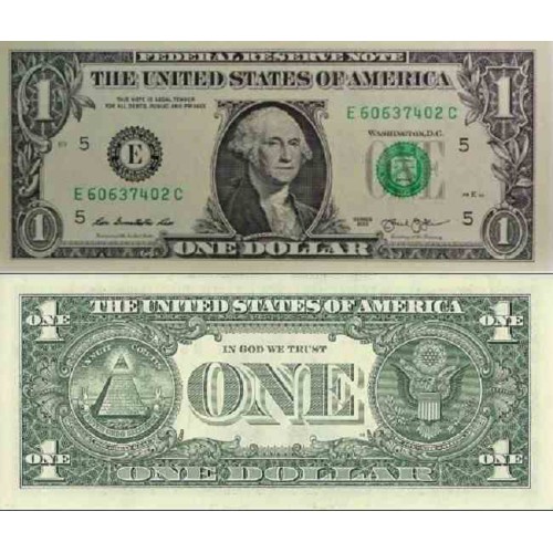 اسکناس 1 دلار - آمریکا 2013 سری E ریچموند- مهر سبز