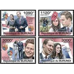 4 عدد تمبر ازدواج سلطنتی - پرنس ویلیام و کاترین میدلتون - بروندی 2011 قیمت 9 دلار