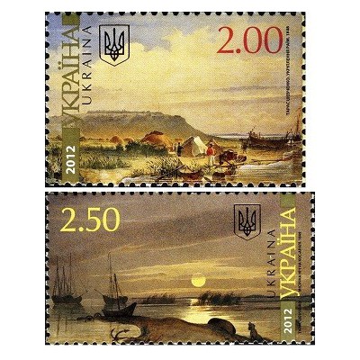 2 عدد تمبر تابلو نقاشی - 200مین سالگرد تولد تاراس شوچنکو - اوکراین 2012