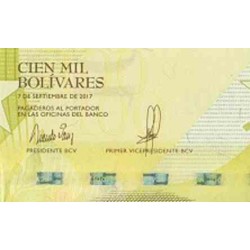 اسکناس 100000 بولیوار - ونزوئلا 2017 تاریخ  09.07.2017 واترمارک - نخ امنیتی باریک