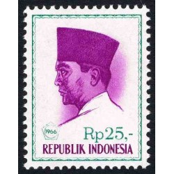 1 عدد تمبر سری پستی -  پرزیدنت سوکارنو - 25 روپیه - اندونزی 1966
