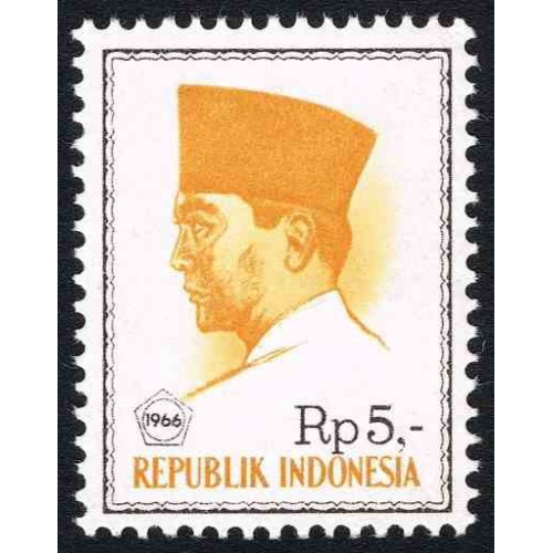 1 عدد تمبر سری پستی -  پرزیدنت سوکارنو - 5 روپیه - اندونزی 1966