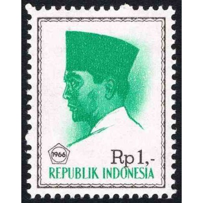 1 عدد تمبر سری پستی -  پرزیدنت سوکارنو - 1 روپیه - اندونزی 1966