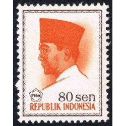 1 عدد تمبر سری پستی -  پرزیدنت سوکارنو - 80 سن - اندونزی 1966