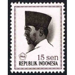 1 عدد تمبر سری پستی -  پرزیدنت سوکارنو - 15 سن - اندونزی 1966