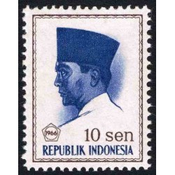1 عدد تمبر سری پستی -  پرزیدنت سوکارنو - 10 سن - اندونزی 1966